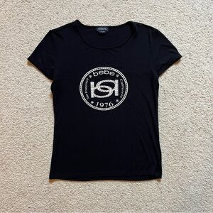 Black Bebe ribbed logo t-shirt